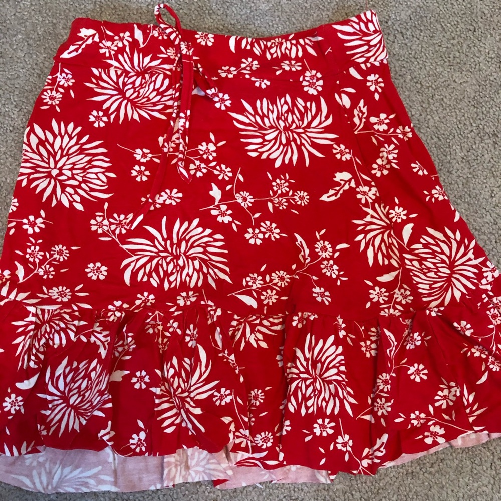Red floral miniskirt
